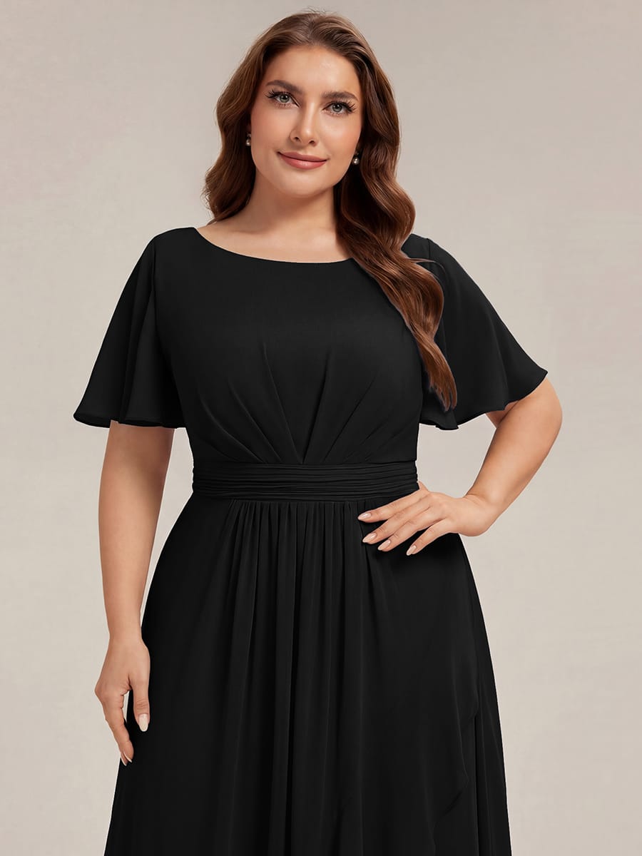 ever SAGE|Ruched Chiffon Ruffle Sleeve Bridesmaid Dress
