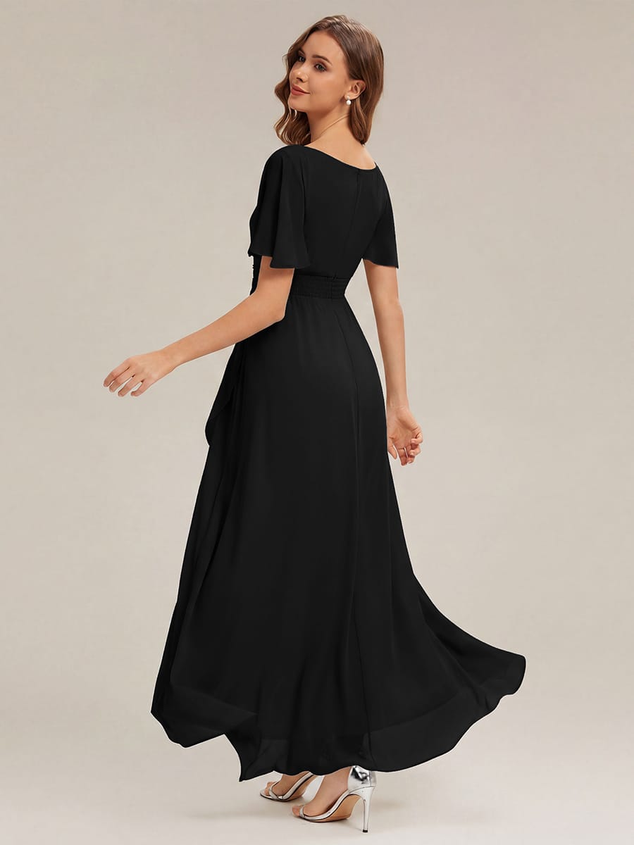 ever SAGE|Ruched Chiffon Ruffle Sleeve Bridesmaid Dress