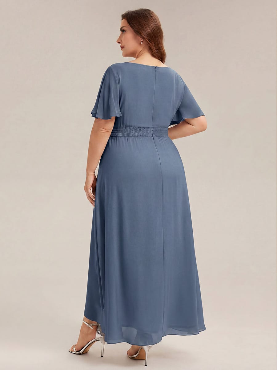 ever SAGE|Ruched Chiffon Ruffle Sleeve Bridesmaid Dress
