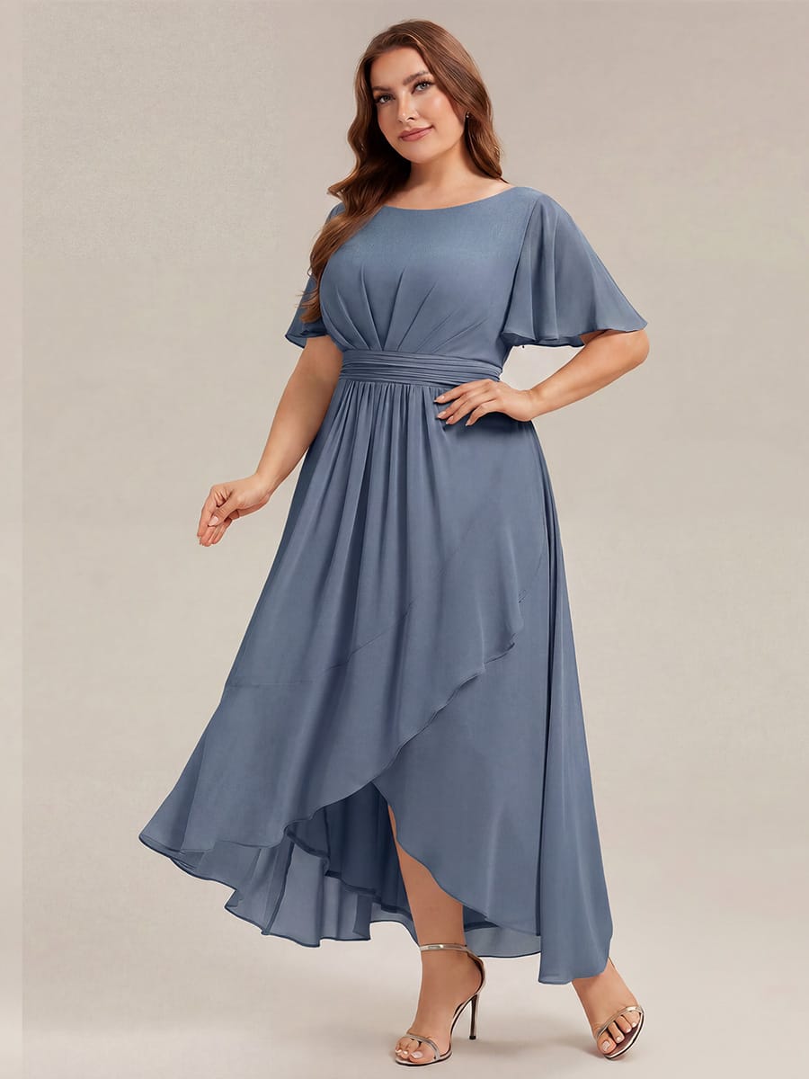 ever SAGE|Ruched Chiffon Ruffle Sleeve Bridesmaid Dress