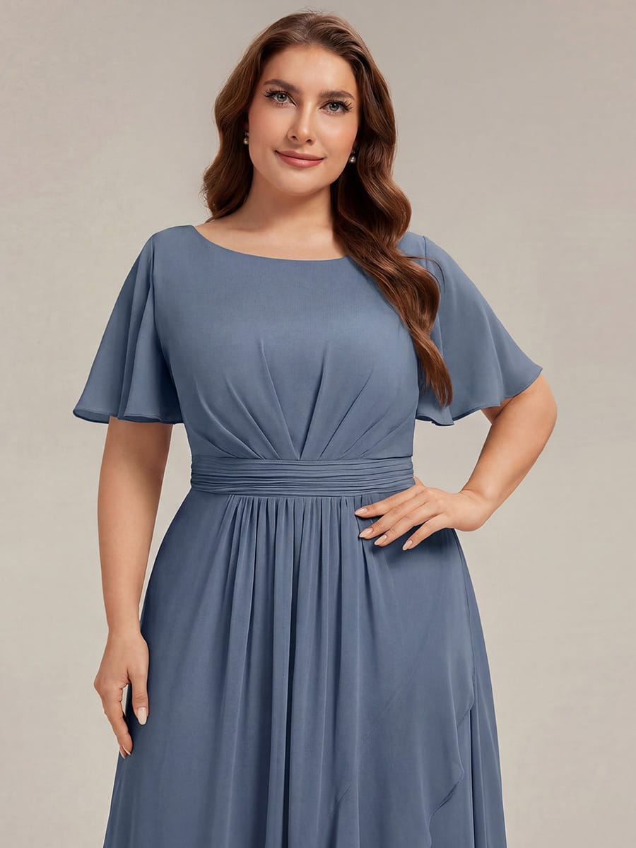 ever SAGE|Ruched Chiffon Ruffle Sleeve Bridesmaid Dress