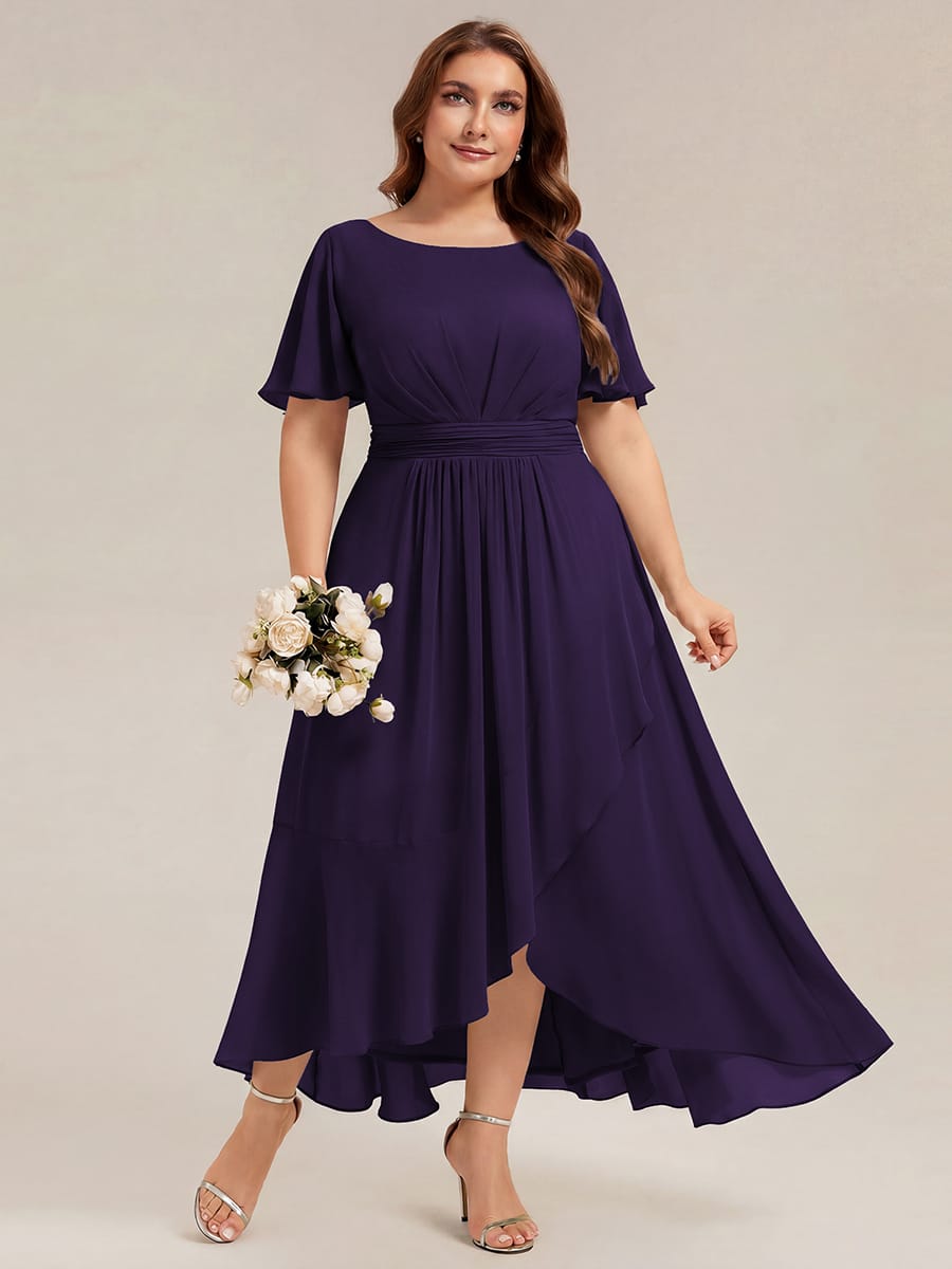 ever SAGE|Ruched Chiffon Ruffle Sleeve Bridesmaid Dress