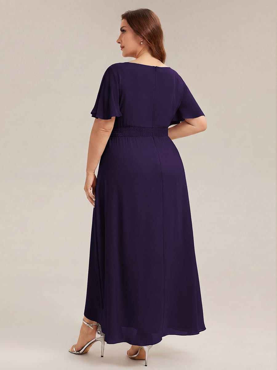 ever SAGE|Ruched Chiffon Ruffle Sleeve Bridesmaid Dress