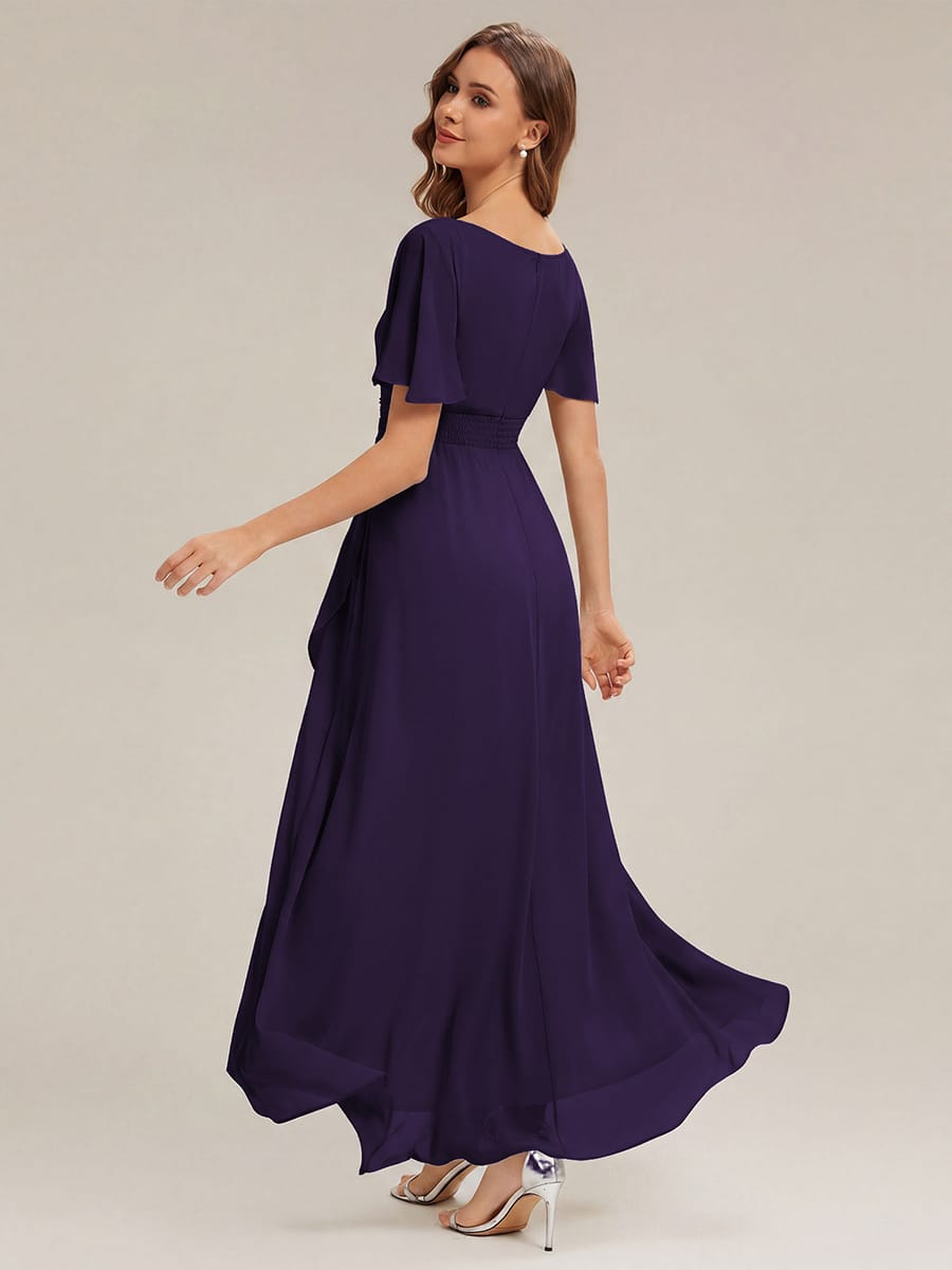ever SAGE|Ruched Chiffon Ruffle Sleeve Bridesmaid Dress