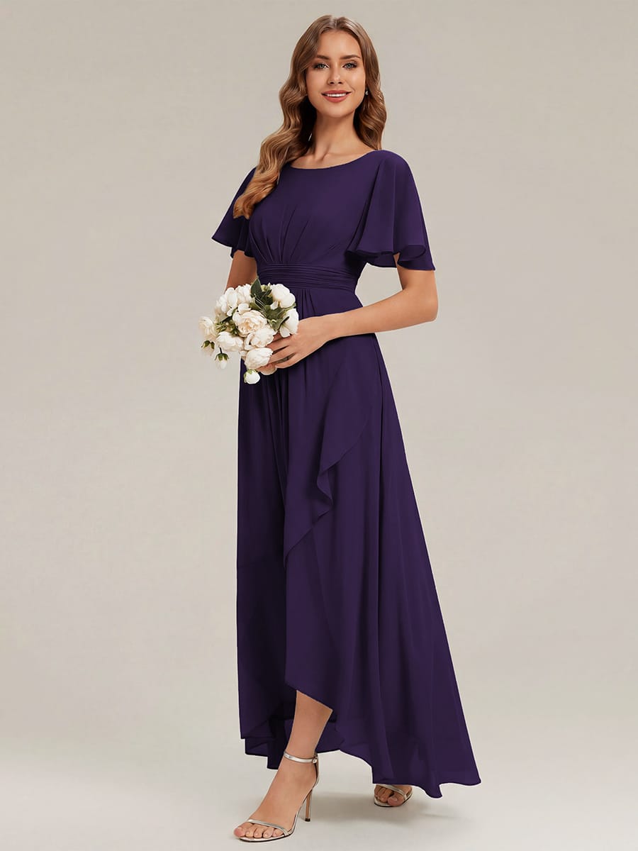 ever SAGE|Ruched Chiffon Ruffle Sleeve Bridesmaid Dress
