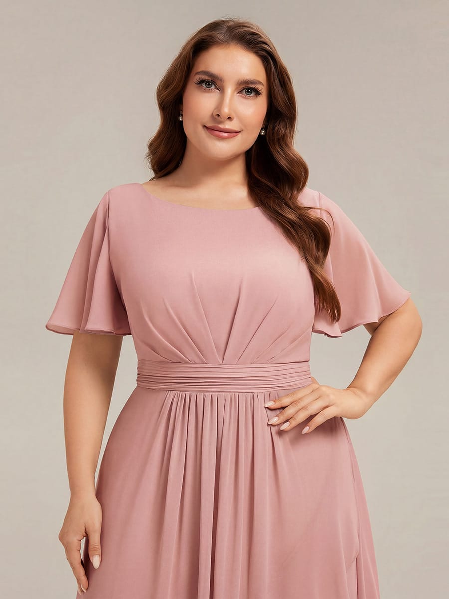 ever SAGE|Ruched Chiffon Ruffle Sleeve Bridesmaid Dress