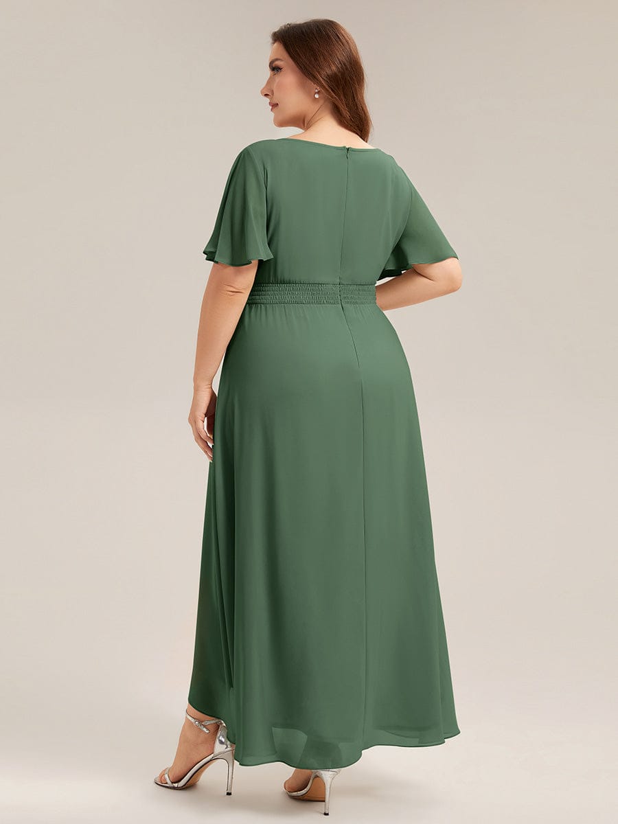 ever SAGE|Ruched Chiffon Ruffle Sleeve Bridesmaid Dress