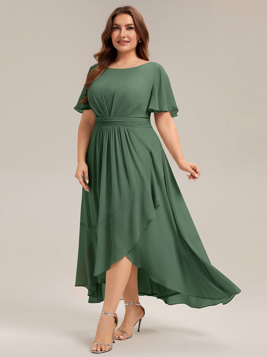 ever SAGE|Ruched Chiffon Ruffle Sleeve Bridesmaid Dress