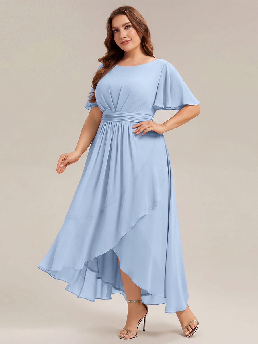 ever SAGE|Ruched Chiffon Ruffle Sleeve Bridesmaid Dress
