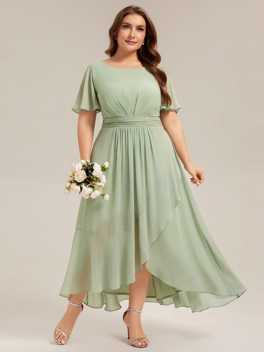 ever SAGE|Ruched Chiffon Ruffle Sleeve Bridesmaid Dress