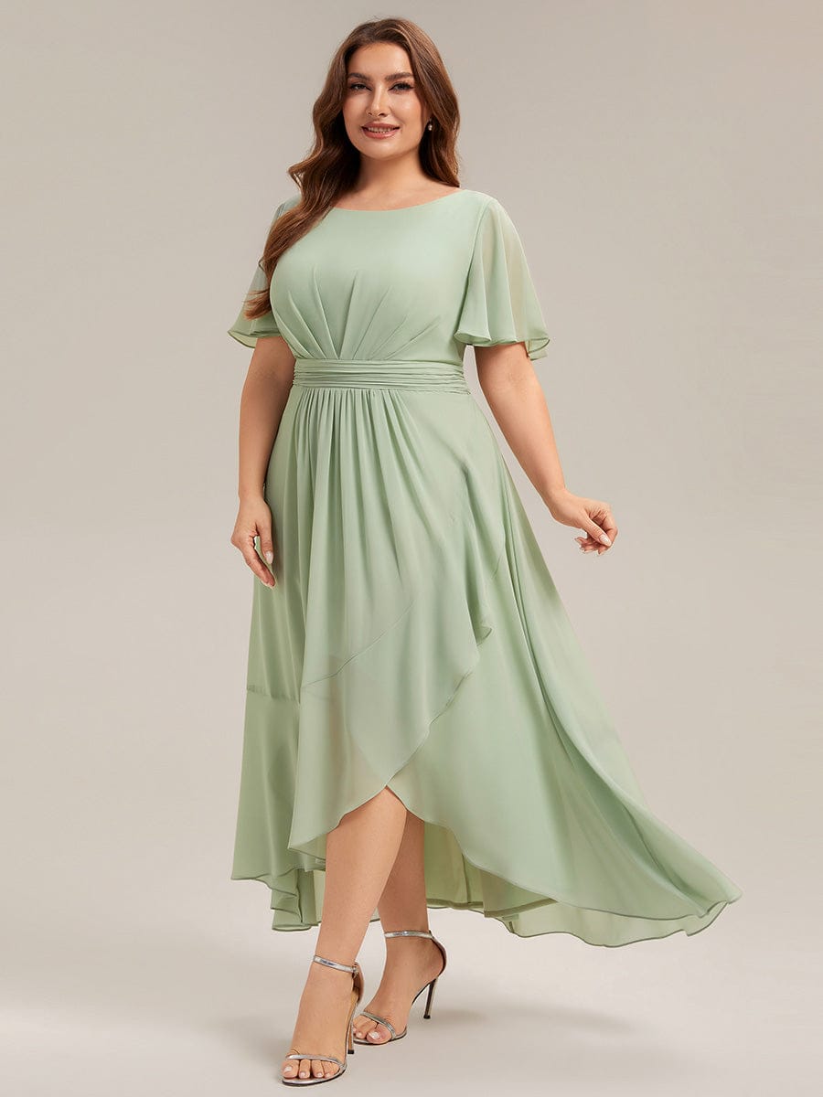 ever SAGE|Ruched Chiffon Ruffle Sleeve Bridesmaid Dress