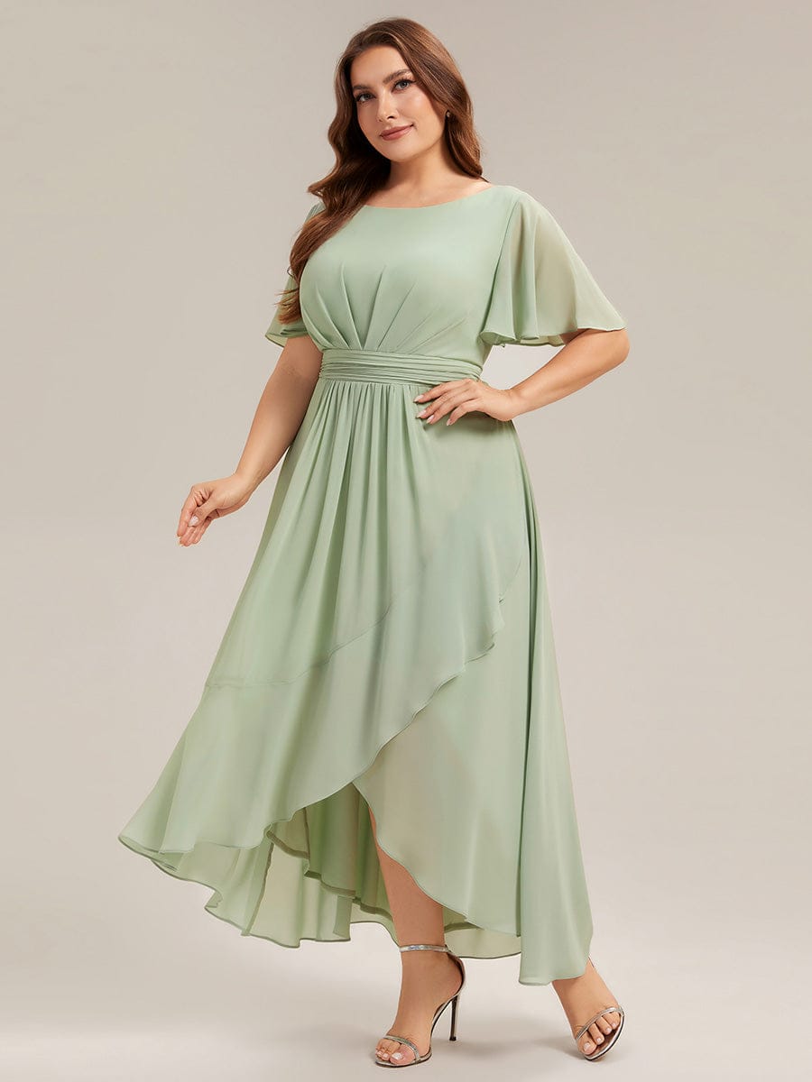 ever SAGE|Ruched Chiffon Ruffle Sleeve Bridesmaid Dress