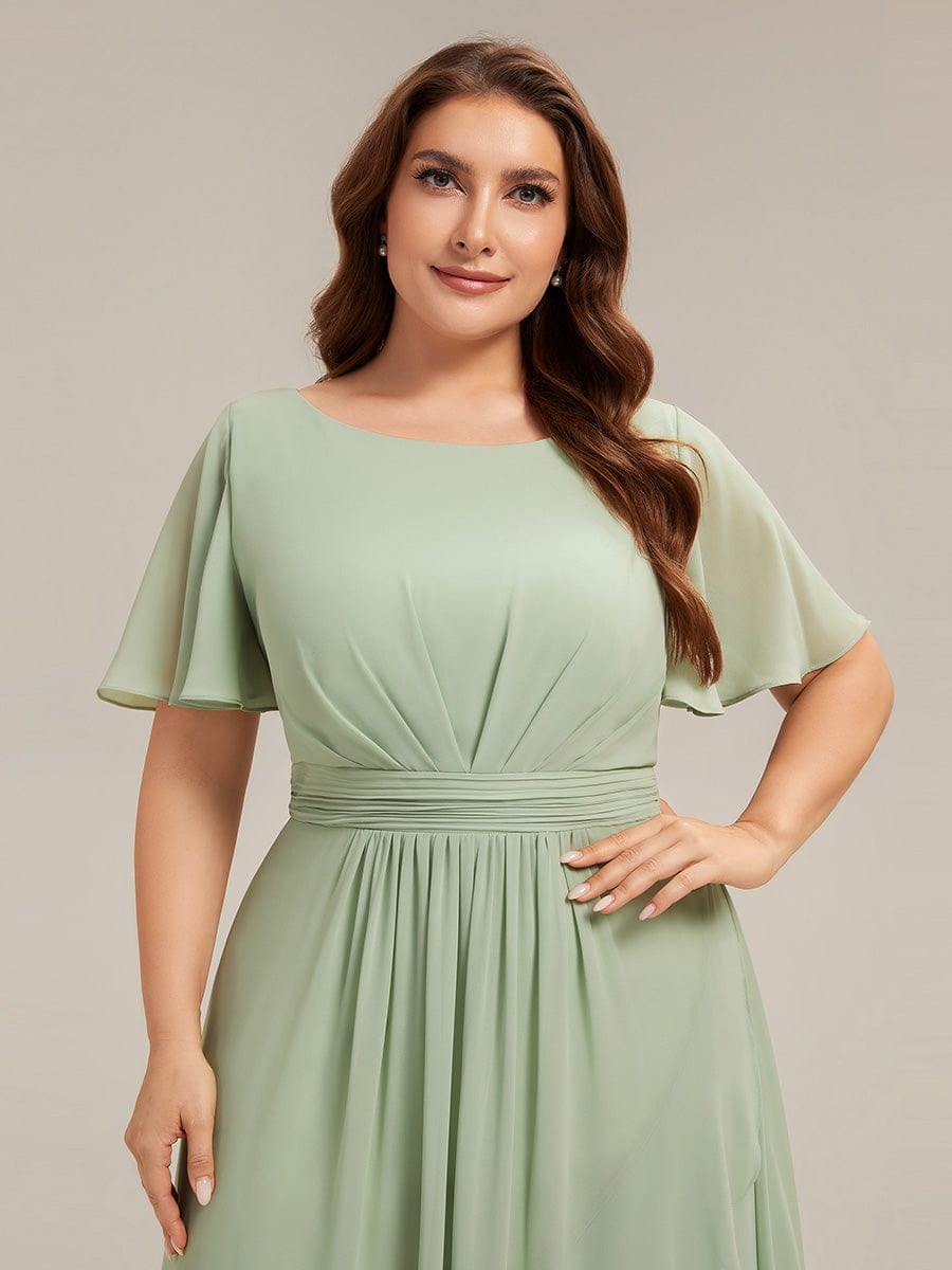 ever SAGE|Ruched Chiffon Ruffle Sleeve Bridesmaid Dress