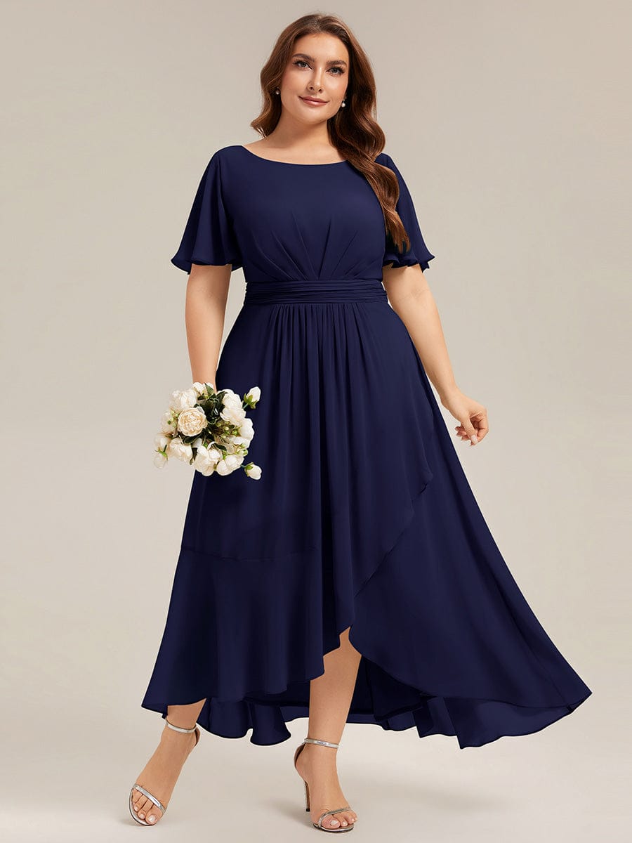 ever SAGE|Ruched Chiffon Ruffle Sleeve Bridesmaid Dress