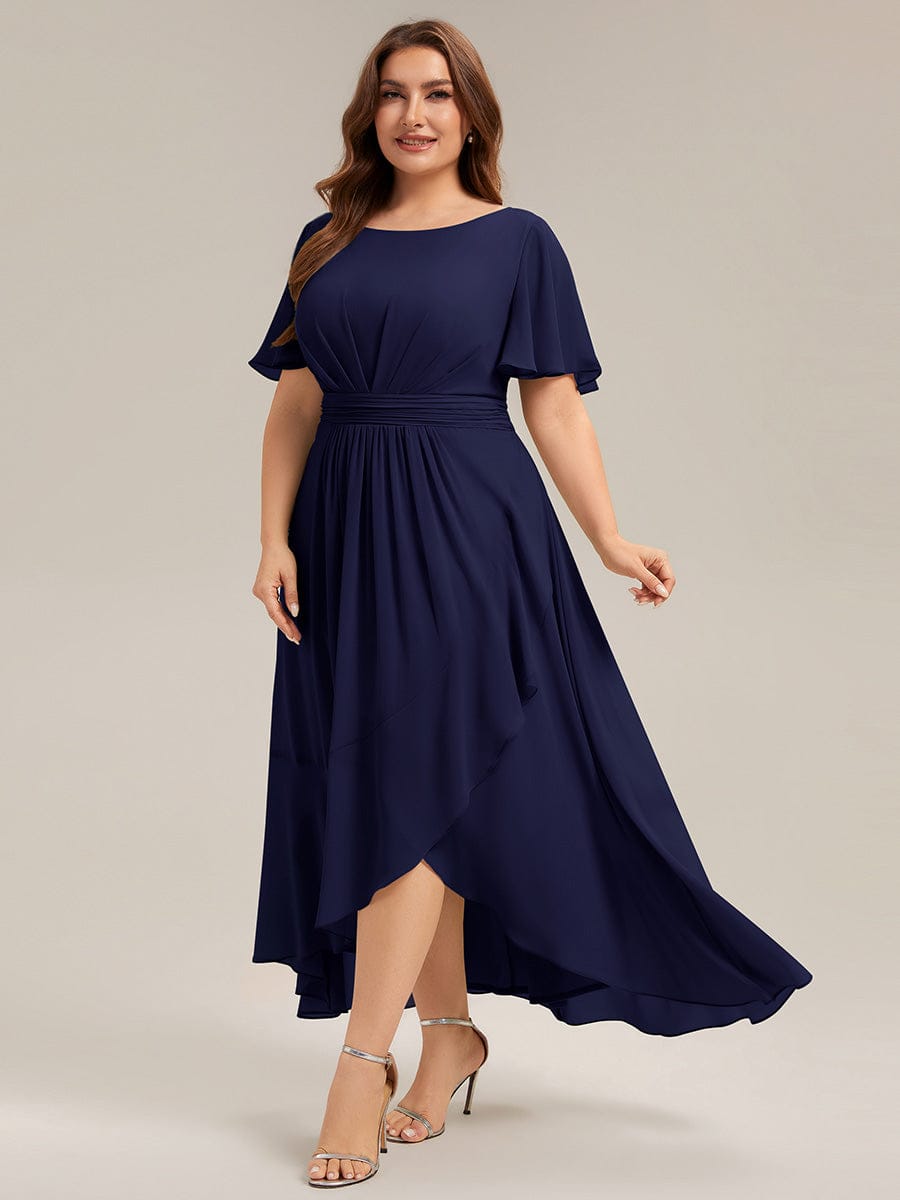 ever SAGE|Ruched Chiffon Ruffle Sleeve Bridesmaid Dress