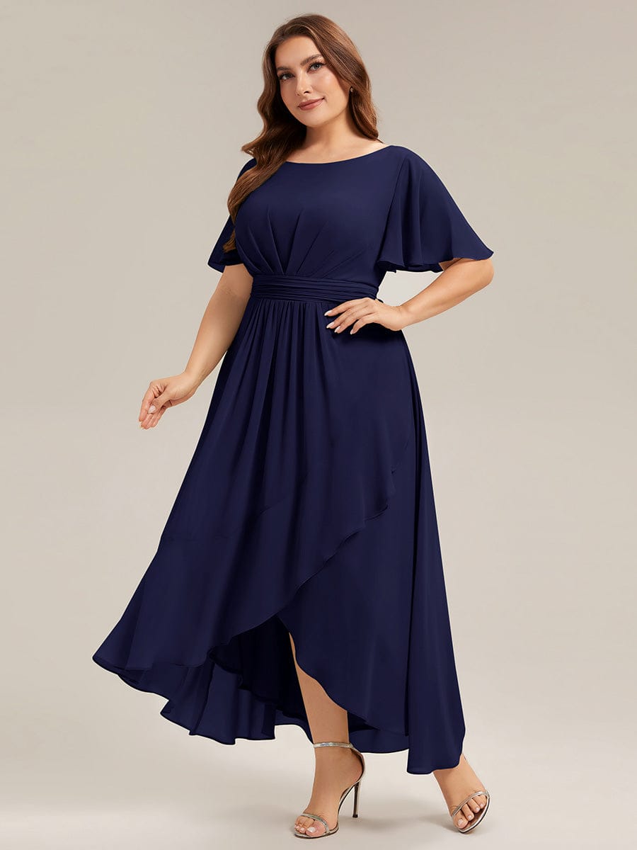 ever SAGE|Ruched Chiffon Ruffle Sleeve Wedding Guest Dress