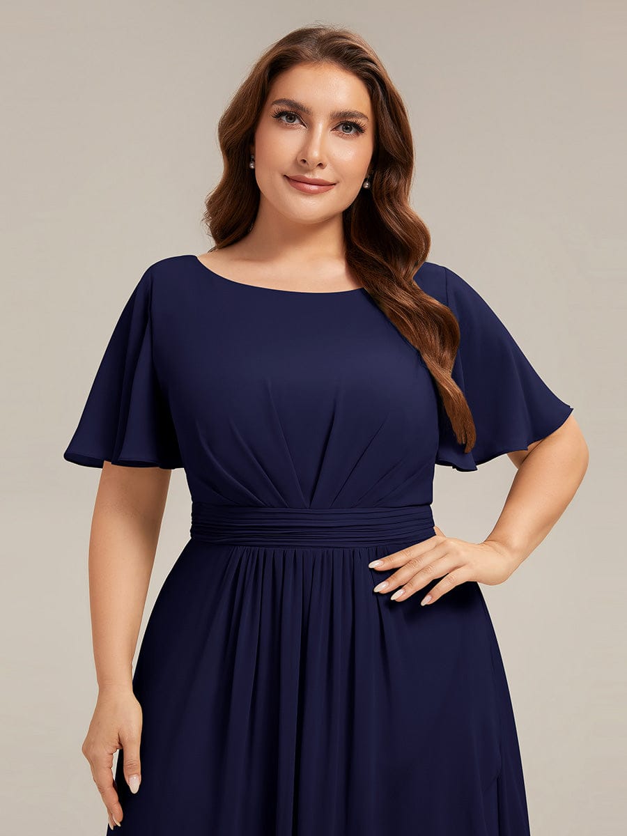 ever SAGE|Ruched Chiffon Ruffle Sleeve Bridesmaid Dress