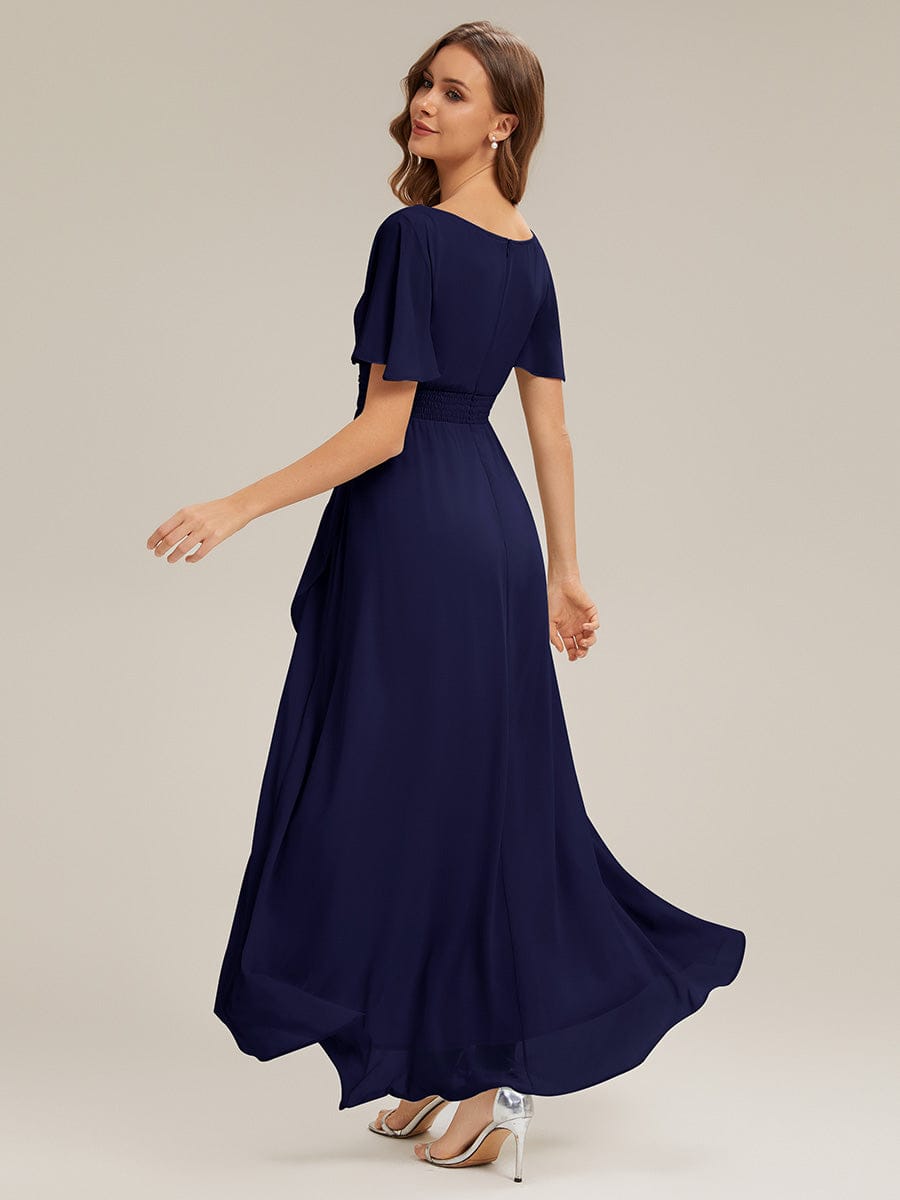 ever SAGE|Ruched Chiffon Ruffle Sleeve Bridesmaid Dress