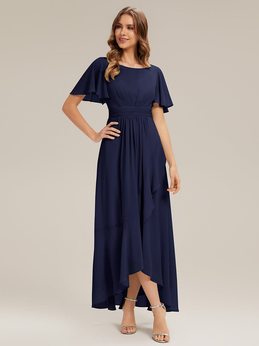 ever SAGE|Ruched Chiffon Ruffle Sleeve Bridesmaid Dress
