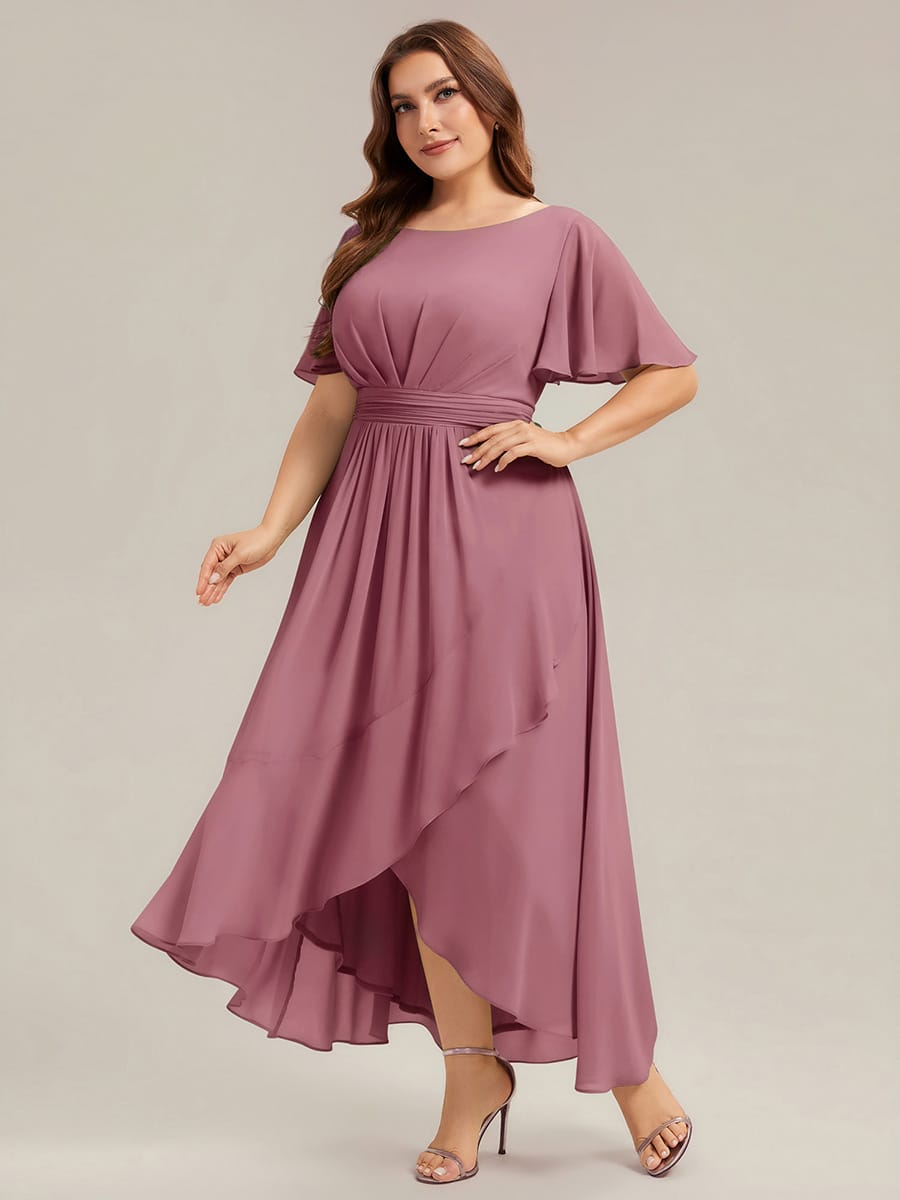 ever SAGE|Ruched Chiffon Ruffle Sleeve Bridesmaid Dress