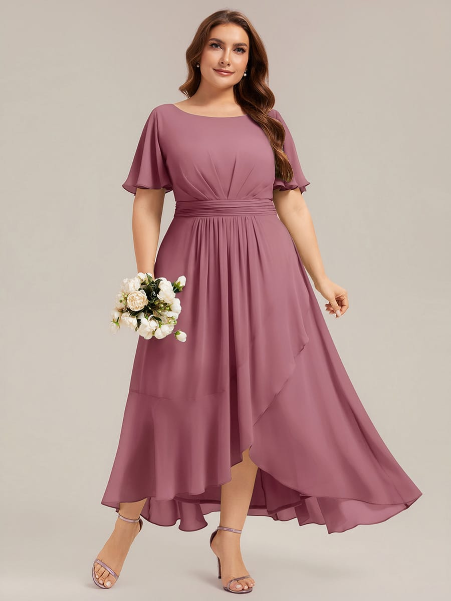 ever SAGE|Ruched Chiffon Ruffle Sleeve Bridesmaid Dress