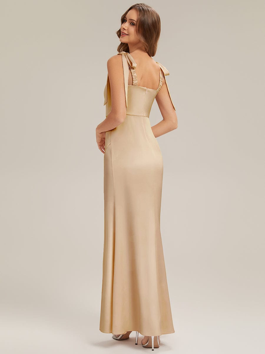 ever LUNA|Flowing Ribbons Satin Sleeveless Wedding Guest Dress