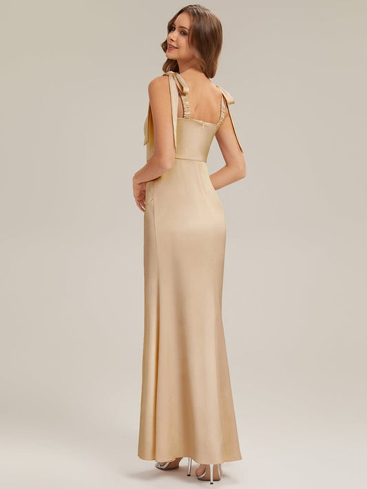 ever LUNA|Flowing Ribbons Satin Sleeveless Wedding Guest Dress