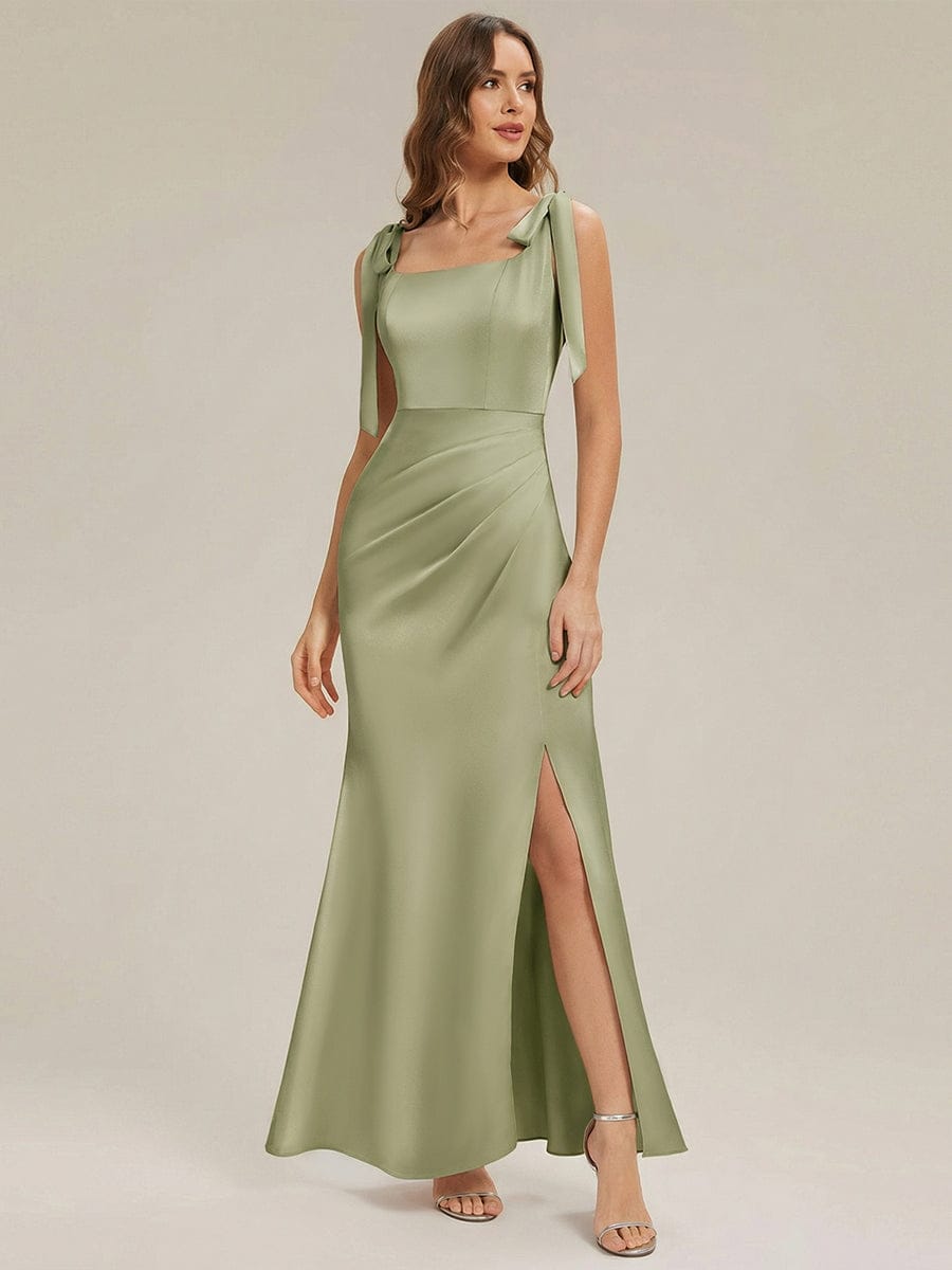 ever LUNA|Flowing Ribbons Satin Sleeveless Wedding Guest Dress