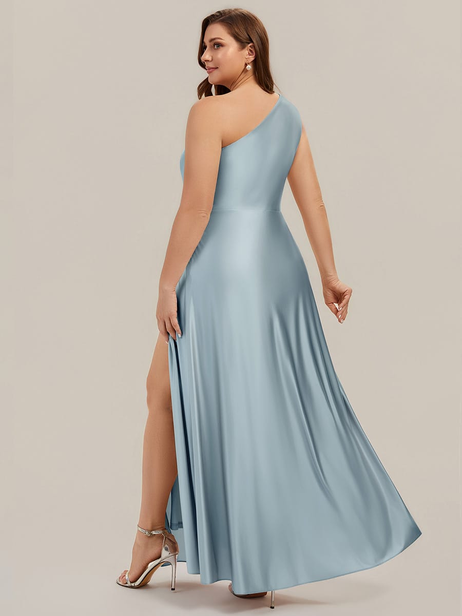 Knotted Satin One-Shoulder Wedding Guest Dress