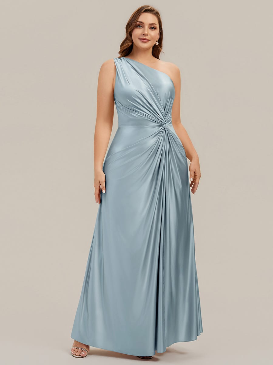 Knotted Satin One-Shoulder Wedding Guest Dress