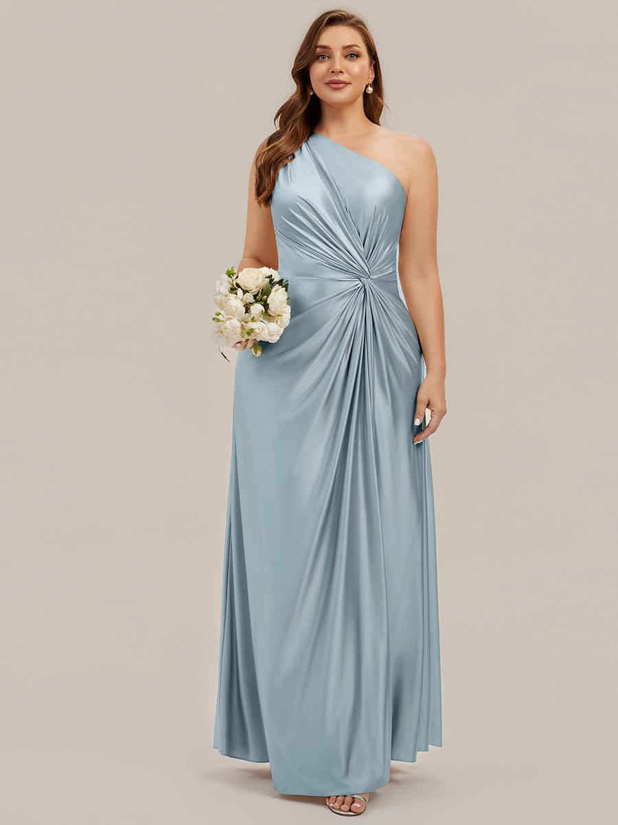 Knotted Satin One-Shoulder Dress