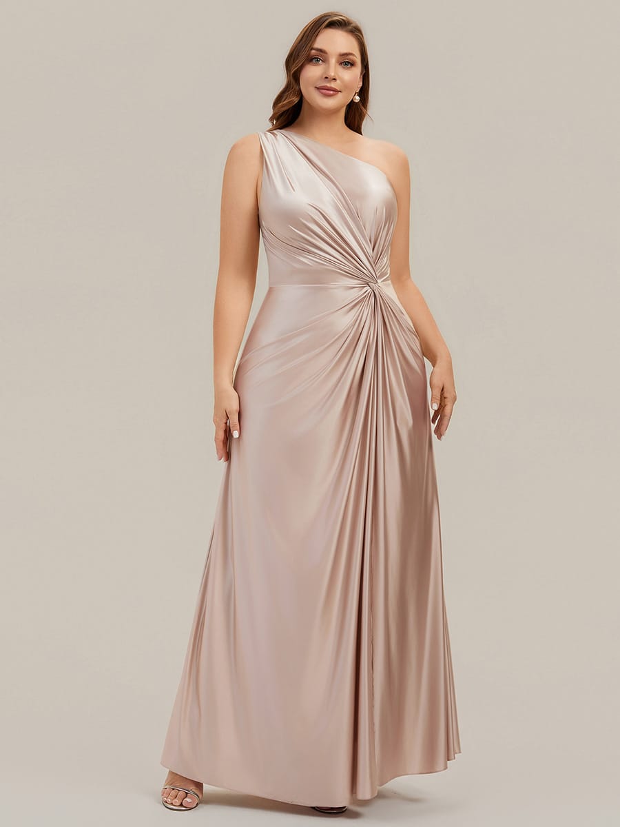 Knotted Satin One-Shoulder Wedding Guest Dress