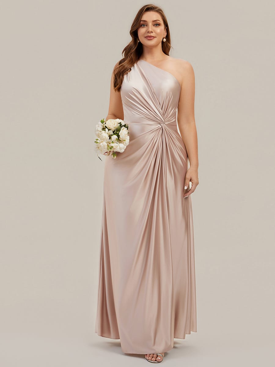 Knotted Satin One-Shoulder Wedding Guest Dress