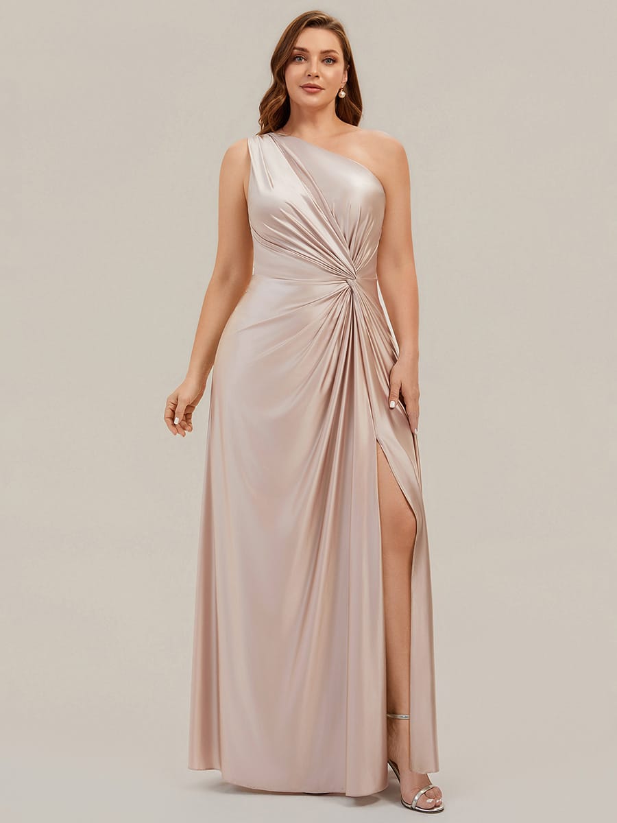 Knotted Satin One-Shoulder Dress