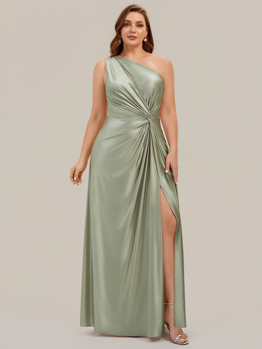 Knotted Satin One-Shoulder Wedding Guest Dress