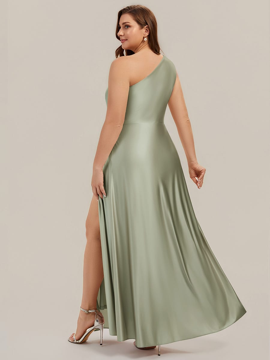 Knotted Satin One-Shoulder Wedding Guest Dress