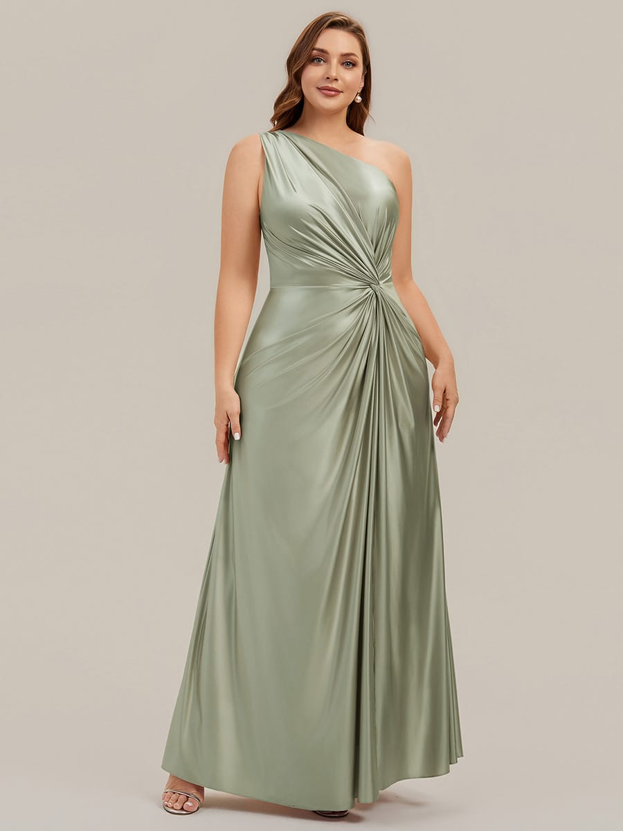 Knotted Satin One-Shoulder Dress