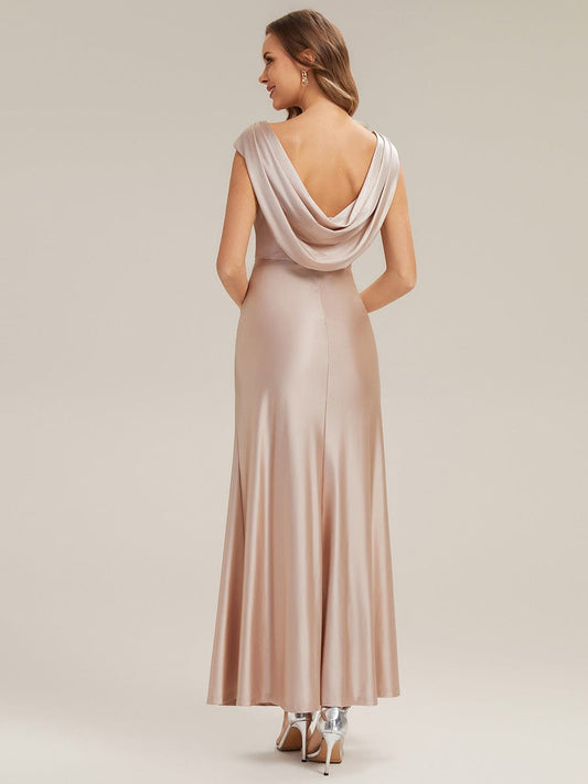 Satin Cap Sleeve A-Line Wedding Guest Dress