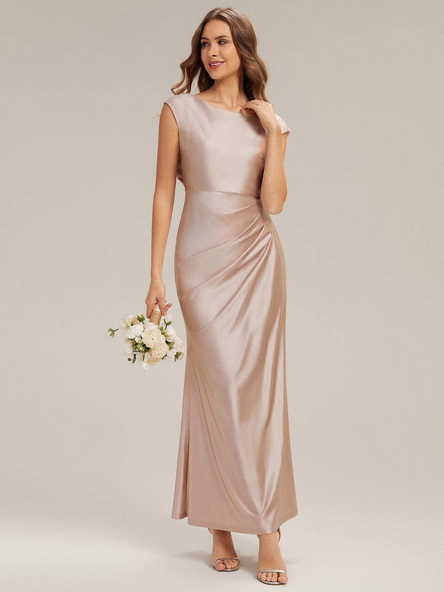 Satin Cap Sleeve A-Line Wedding Guest Dress
