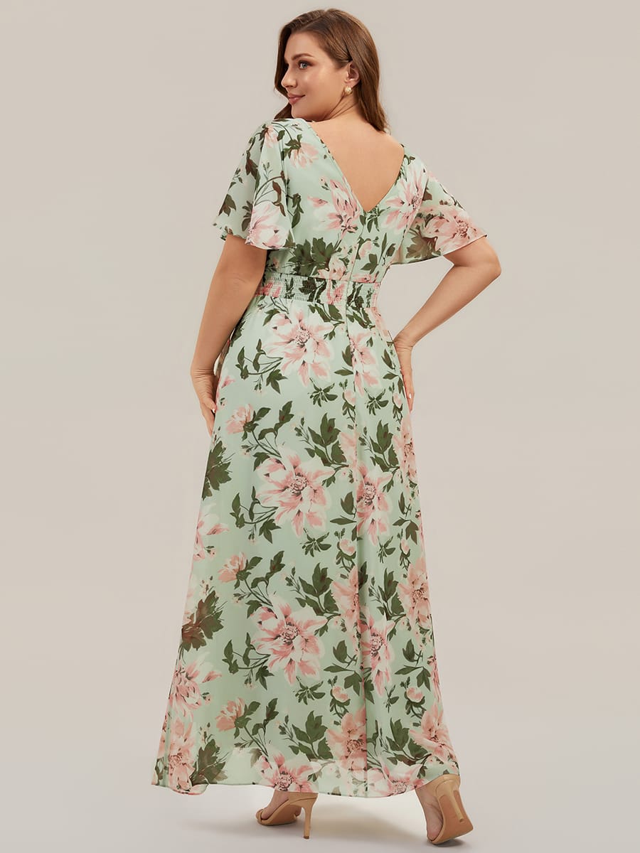 Floral Print and Flutter Sleeves Dress