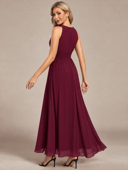 Sleeveless Halterneck Chiffon Bridesmaid Dress