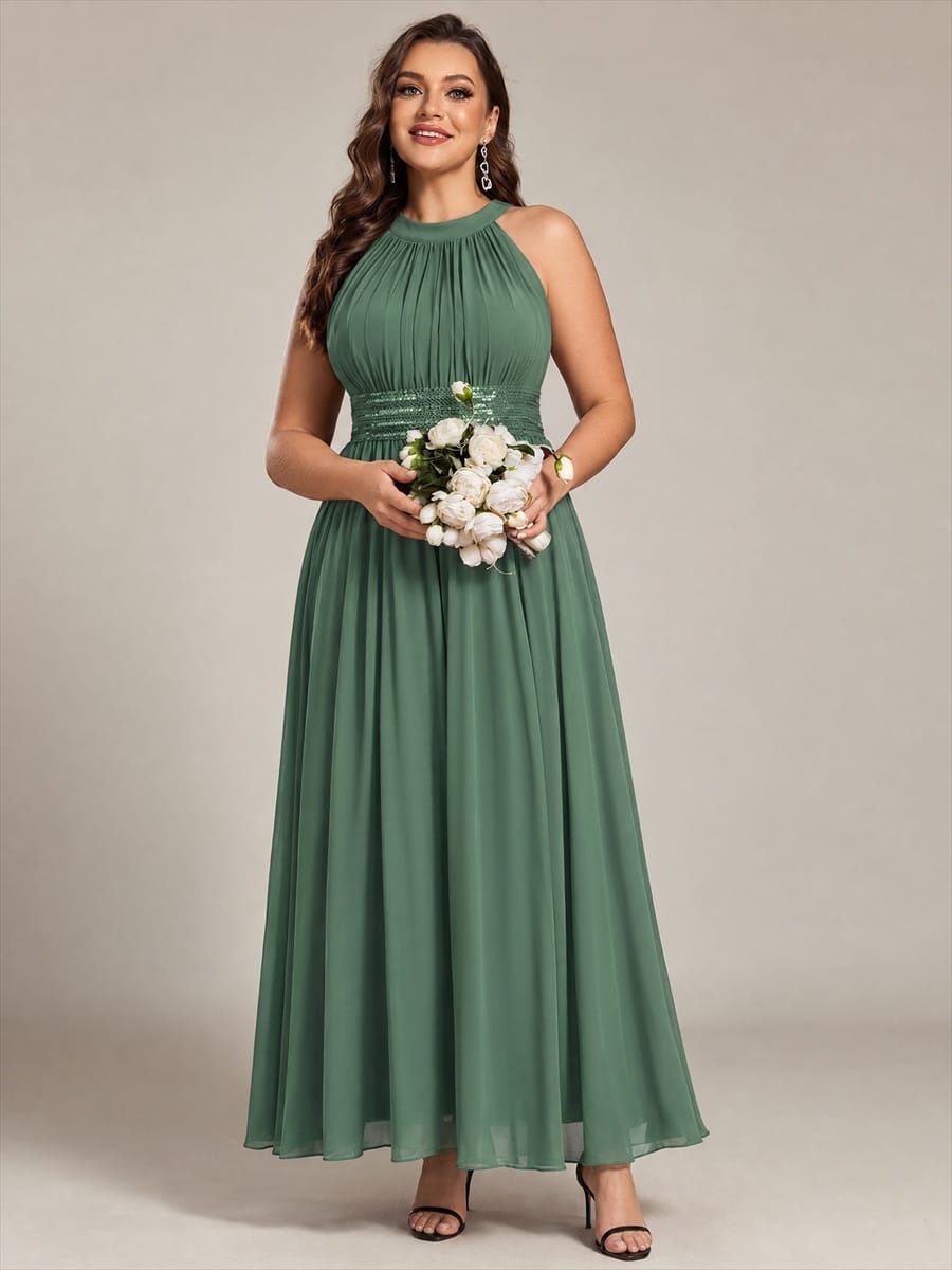 Sleeveless Halterneck Chiffon Bridesmaid Dress
