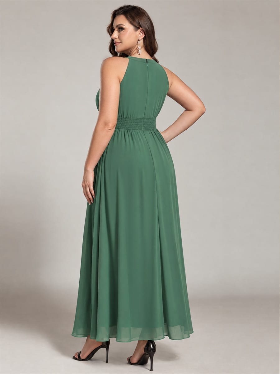 Sleeveless Halterneck Chiffon Bridesmaid Dress