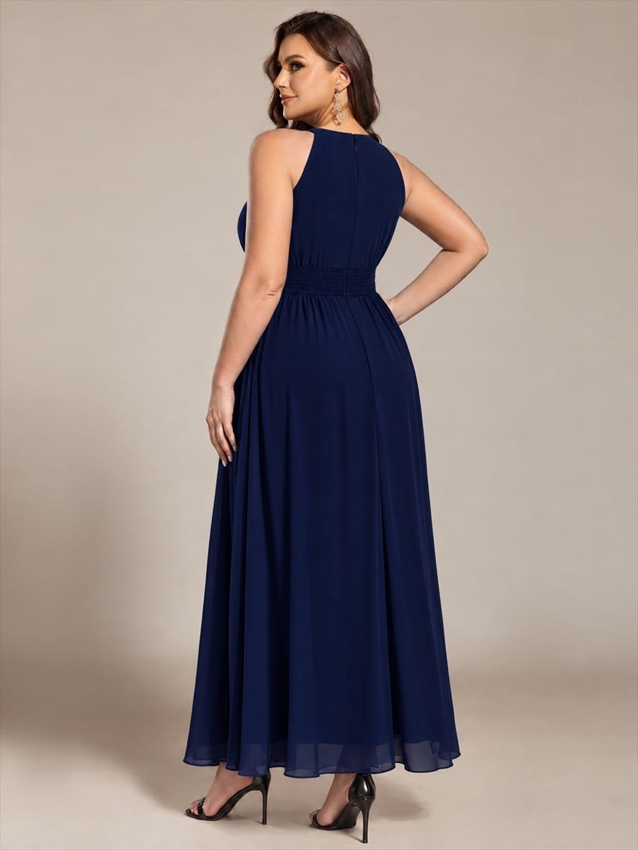 Sleeveless Halterneck Chiffon Bridesmaid Dress
