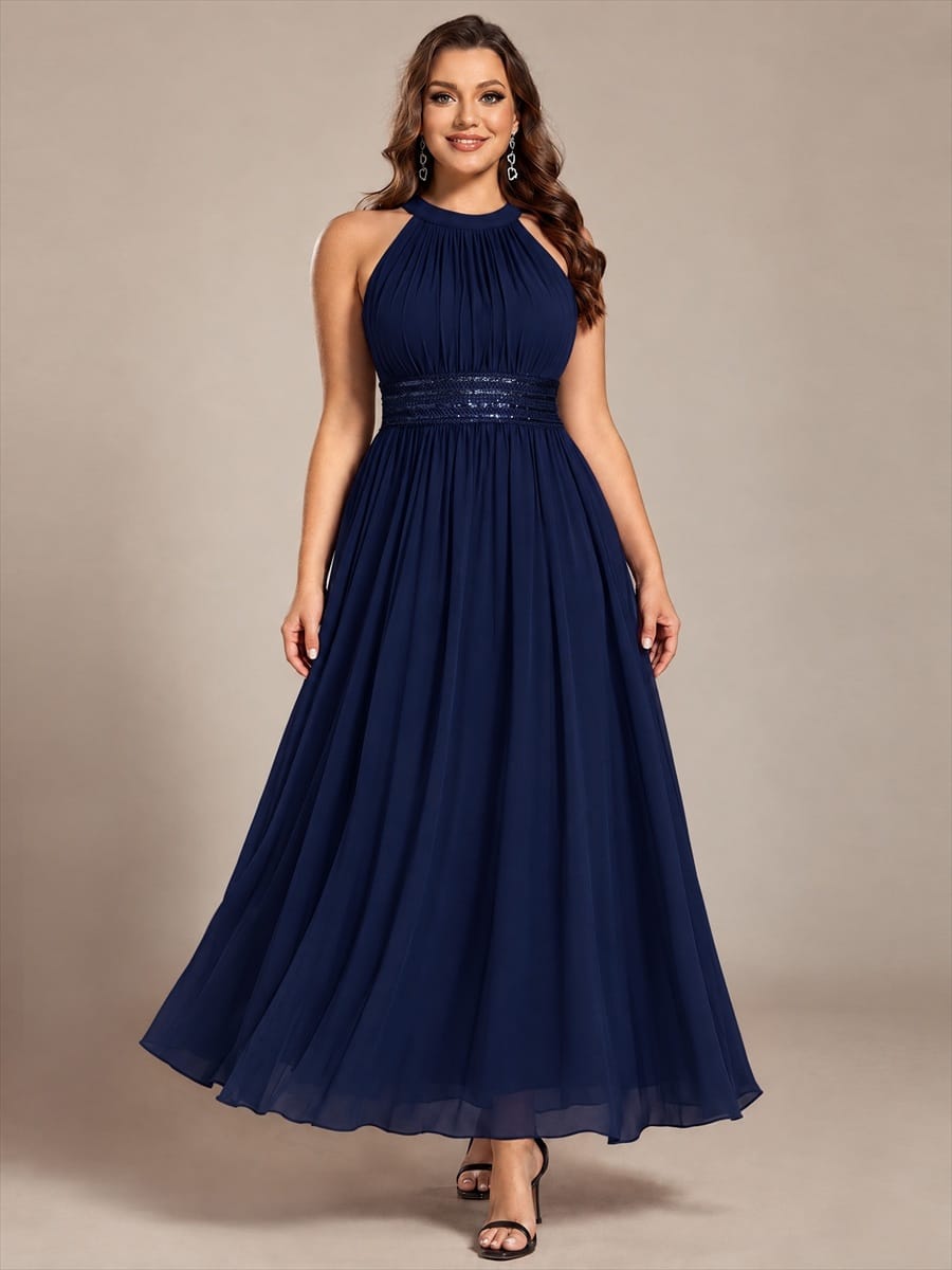 Sleeveless Halterneck Chiffon Bridesmaid Dress