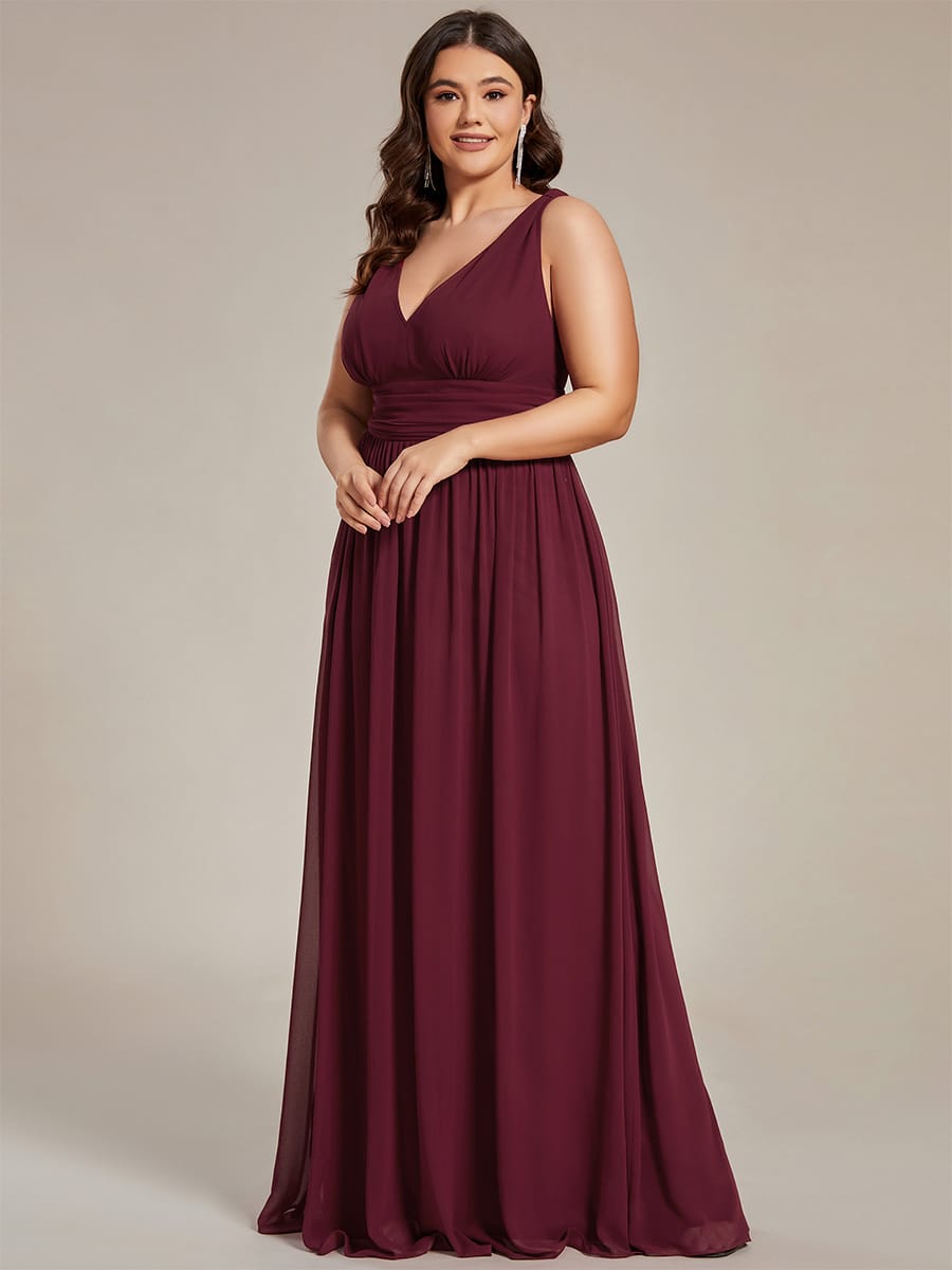 ever HUSH|V Neck Sleeveless Pleated Chiffon Maxi Mother Of The Bride Dresses (Final Sale)