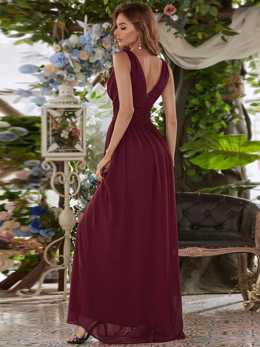 ever HUSH|V Neck Sleeveless Pleated Chiffon Maxi Mother Of The Bride Dresses (Final Sale)