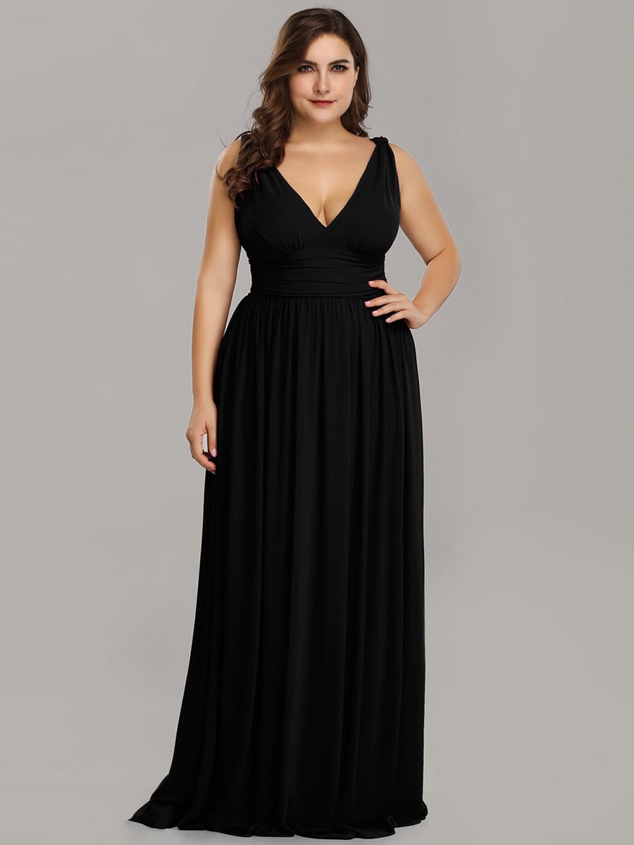 ever HUSH|V Neck Sleeveless Pleated Chiffon Maxi Mother Of The Bride Dresses (Final Sale)