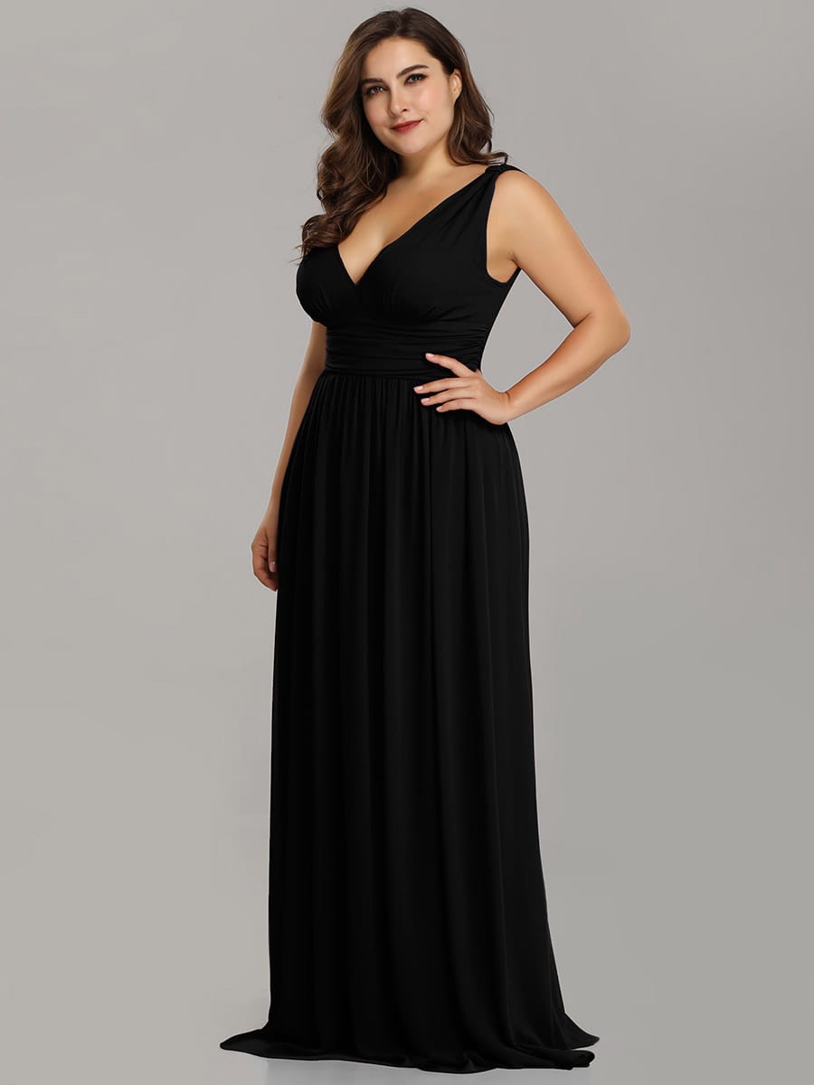 ever HUSH|V Neck Sleeveless Pleated Chiffon Maxi Mother Of The Bride Dresses (Final Sale)