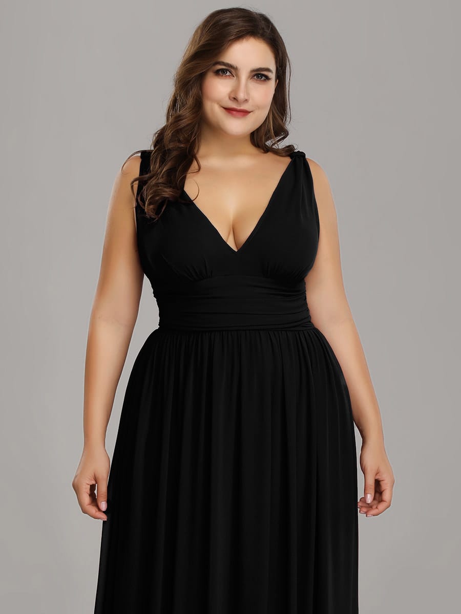 ever HUSH|V Neck Sleeveless Pleated Chiffon Maxi Mother Of The Bride Dresses (Final Sale)